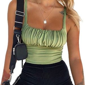 BEJONS women’s corset cropped olive green NWOT